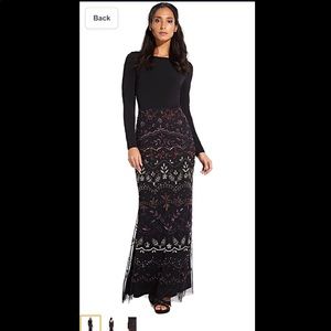Adrianna Papell Beaded Black Evening Gown Dress Size 6 New with Tags